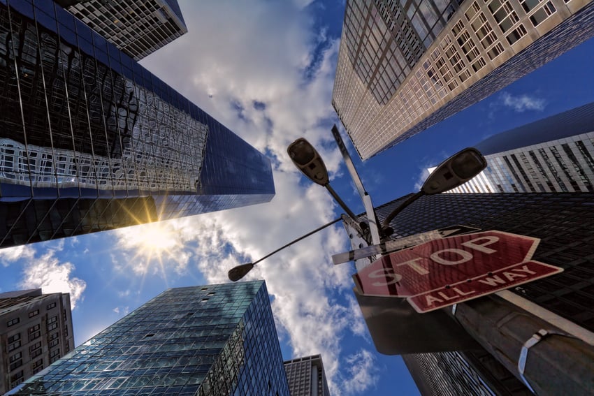 Worms Eye View of Skyscrapers