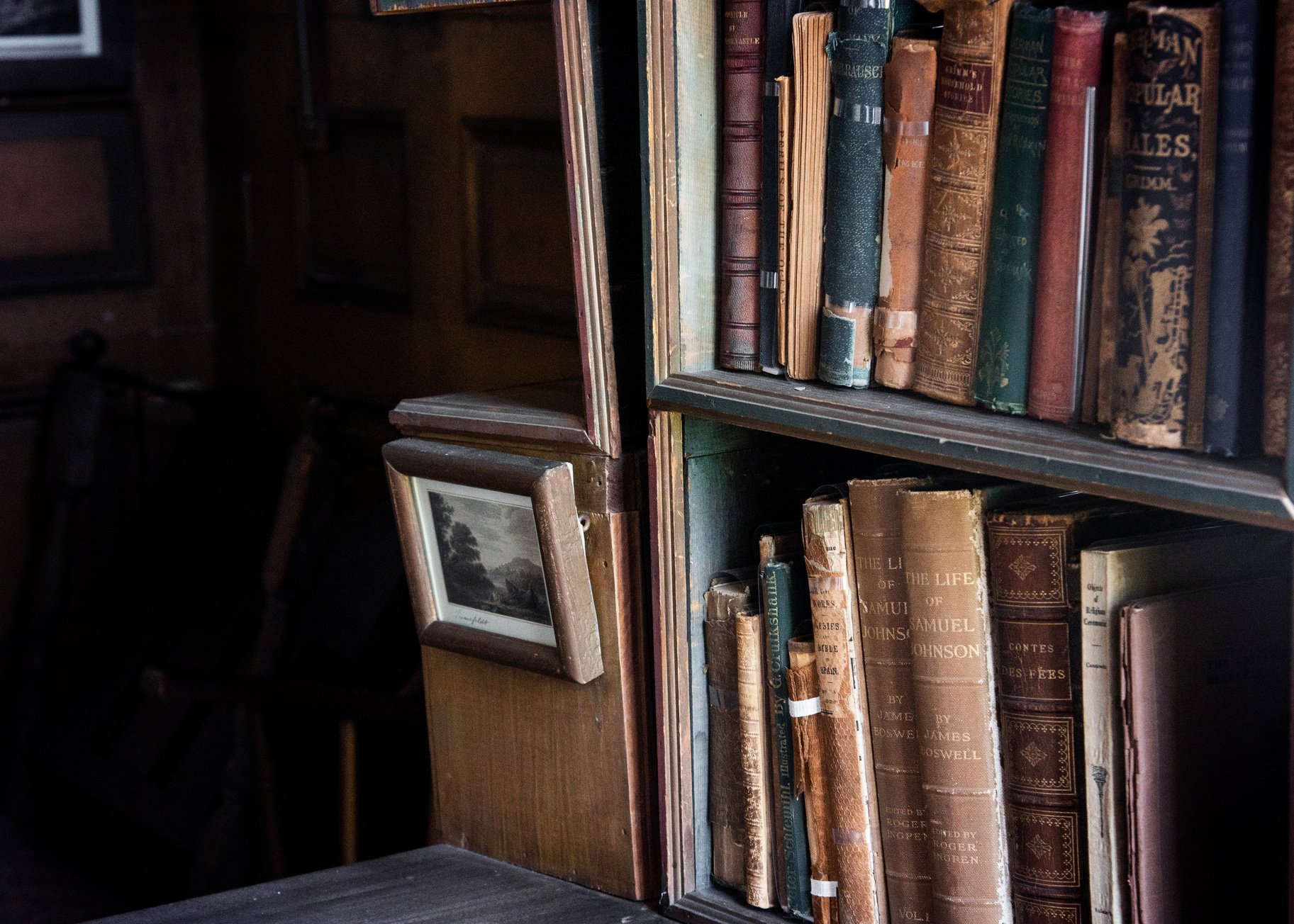 Books On Wooden Shelf